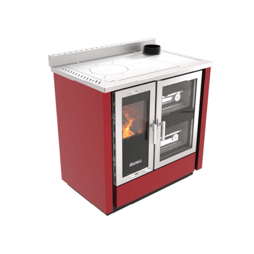 Cucina a legna Fusion con 2 forni 9,3 kW Lincar - ROSSO