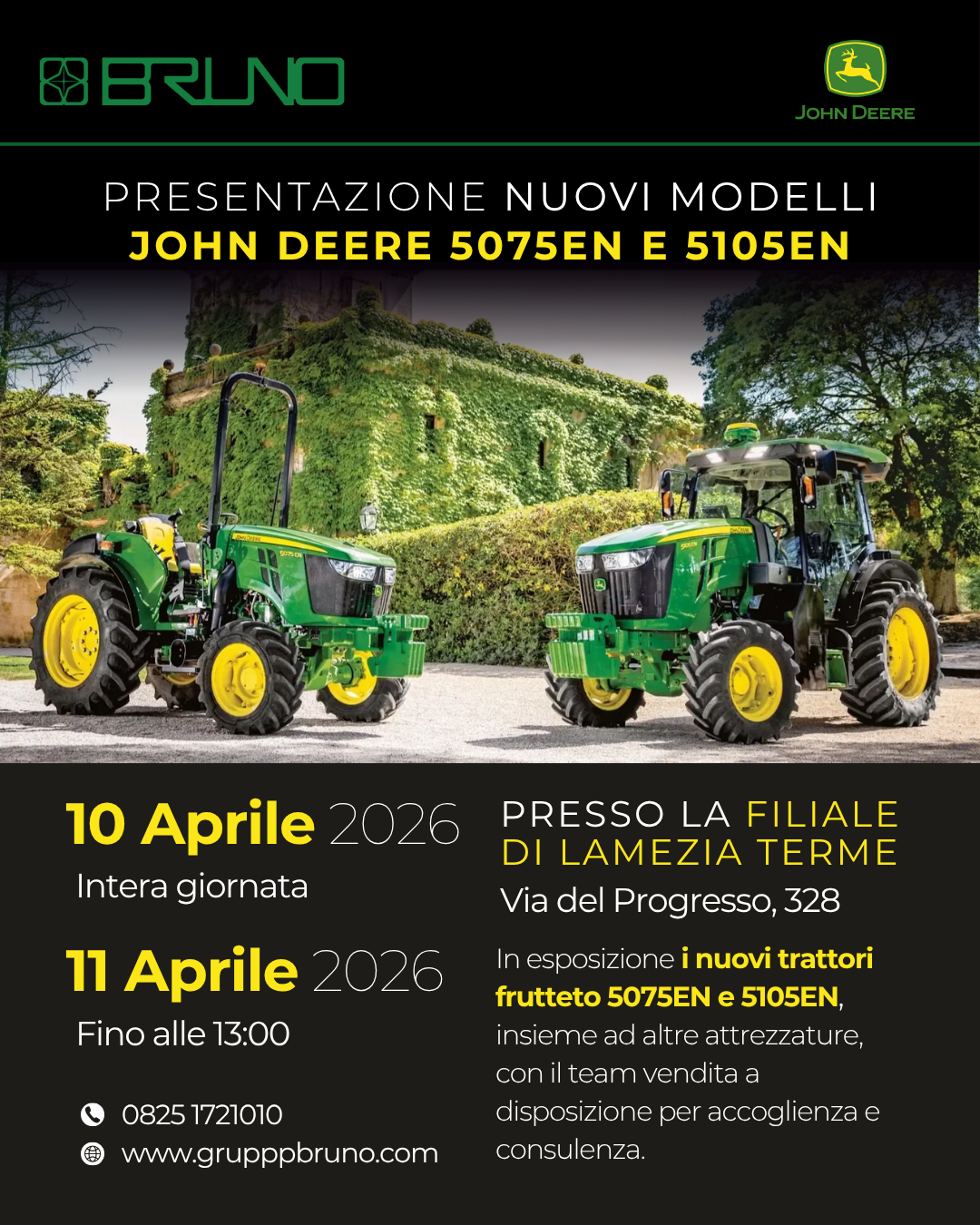 Presentazione trattori frutteto John Deere 5075EN e 5105EN - Gruppo Bruno Lamezia Terme